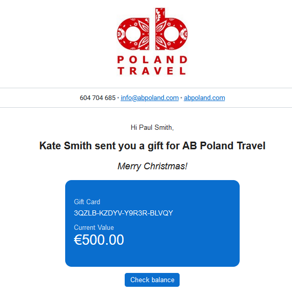 AB Poland Travel - Gift Card